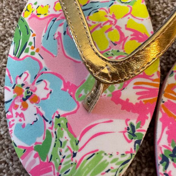 Lilly Pulitzer x Target NWOT Flip Flops Nosey Posey Size 6 Beach Vacation Cruise - Picture 8 of 9